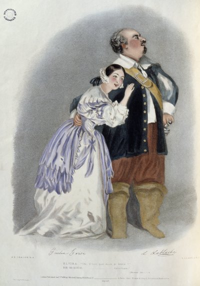 Giulia Grisi as Elvira and Luigi Lablache as Sir George Walton in 